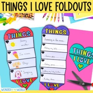 Things I love foldouts Valentine's Day writing craft activity for Kindergarten first second grade KS1 PDF