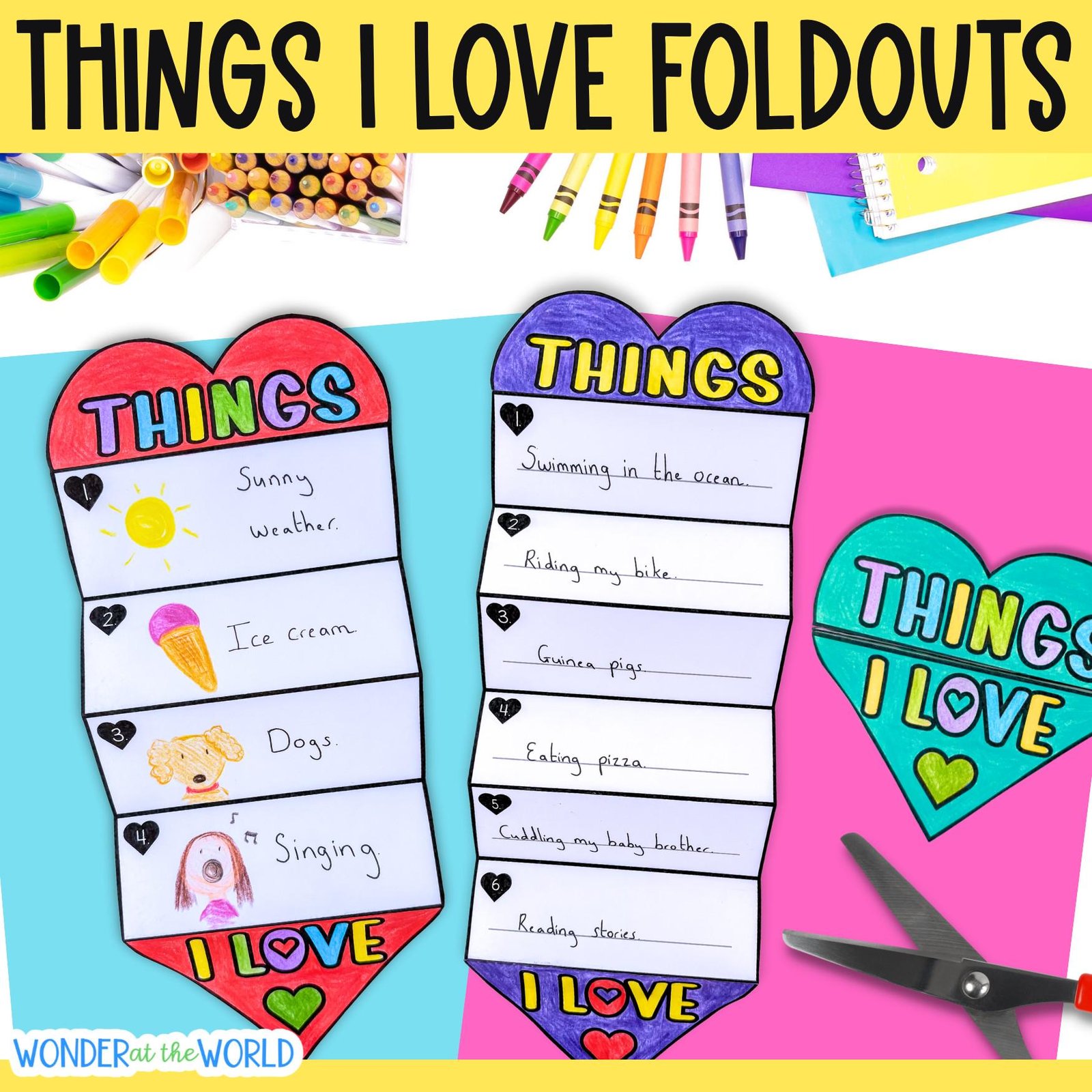 Things I love foldouts Valentine's Day writing craft activity for Kindergarten first second grade KS1 PDF