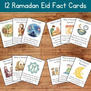Eid Ramadan Fact Cards, Ramadan Fact Cards, Preschool, Pre-K & Kindergarten Eid al-Fitr PDF, Preschool Curriculum, Muslim Holiday Activity