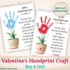 Valentines Handprint Craft for Kids – Handprint Flower Keepsake Poem, Preschool Valentine Printable