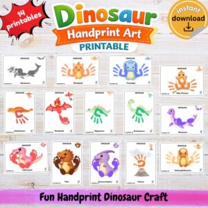Dinosaur Handprint Art | Kids Craft Activity (PDF Printable)