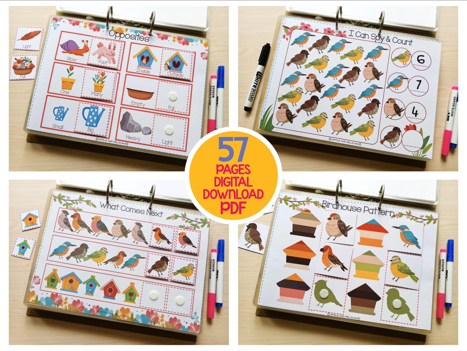 Spring Busy Book Printable, Preschool Learning Binder, Toddler Quiet Book, Homeschool Preschool Spring Activity Book - Image 3