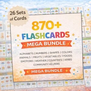 Printable Flashcards for Kids | 870+ Preschool Learning Cards | | Alphabet Poster | kids Educational cards | PDF