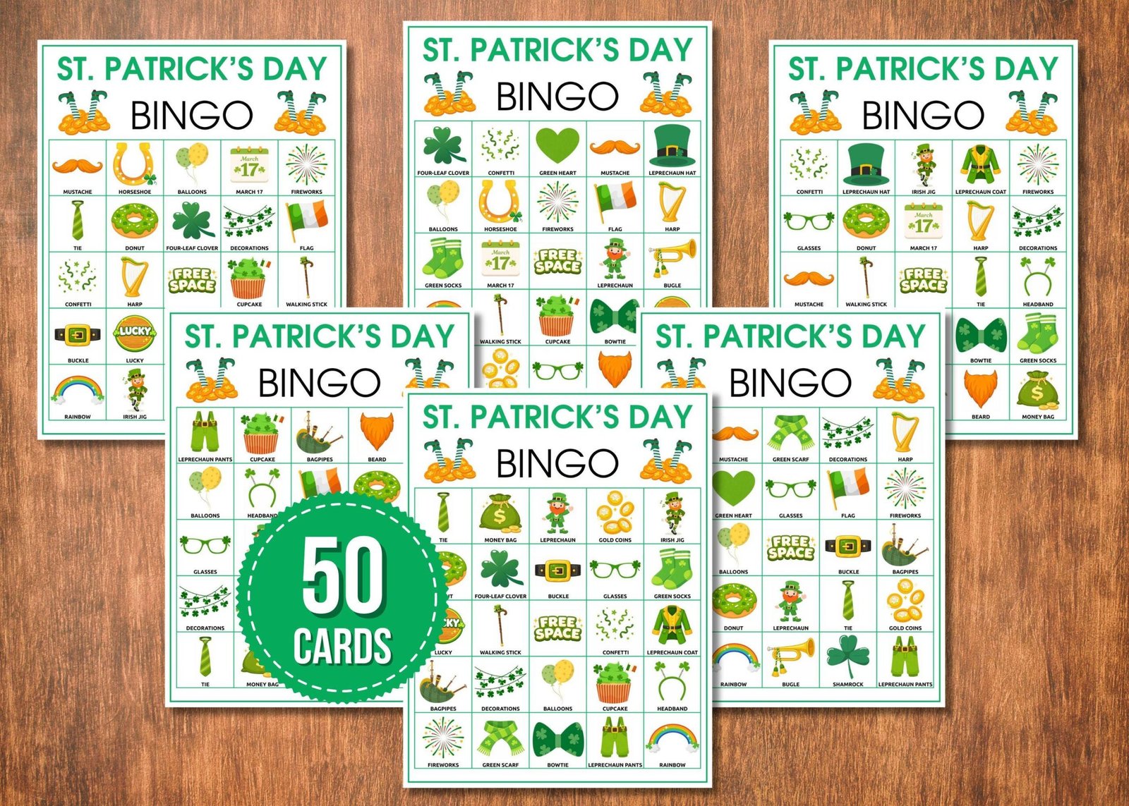 St. Patrick’s Day Bingo Game | 50 Unique Cards + 36 Calling Cards | Printable Party Game | Instant Download - Image 2